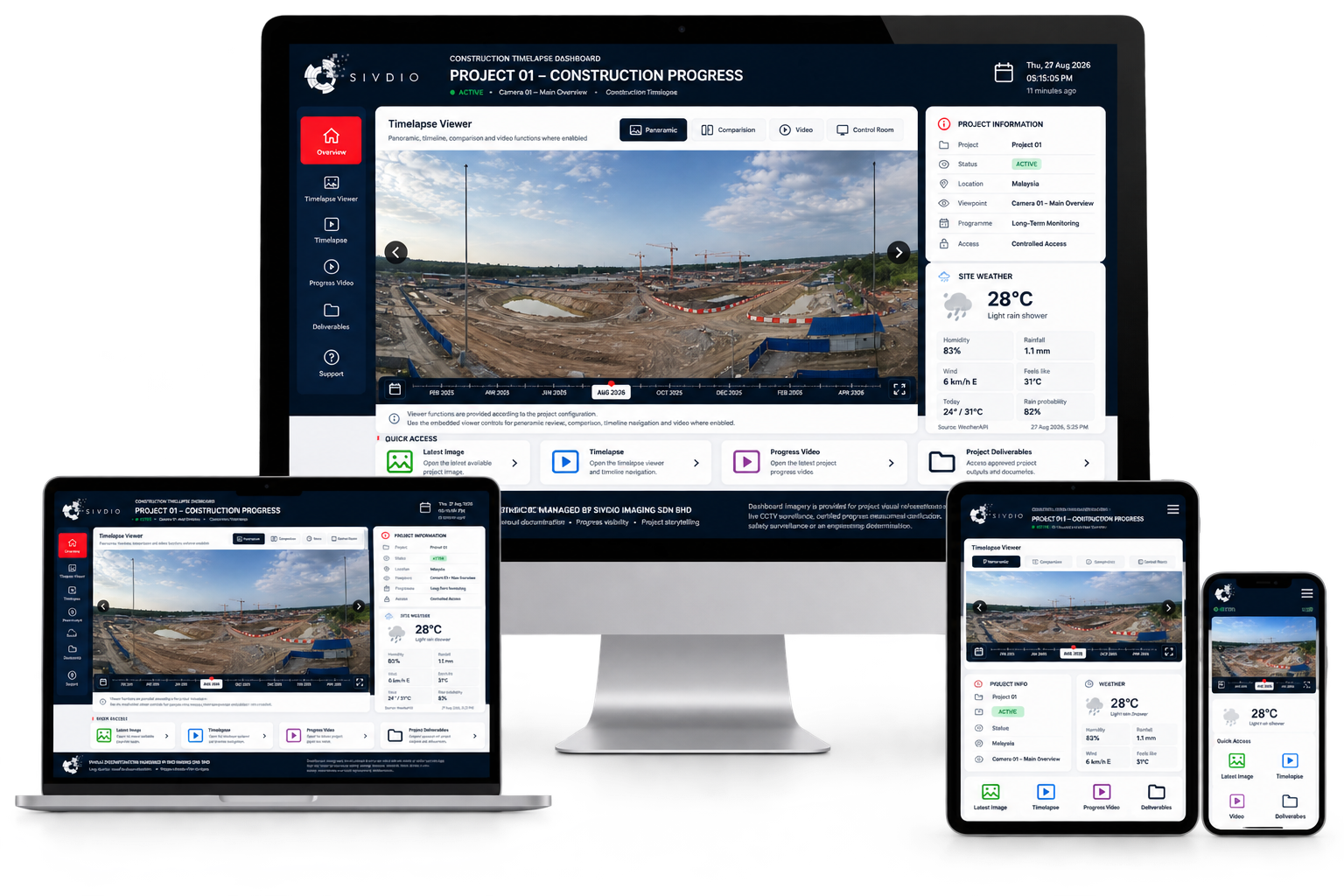 Approved Timelapse Malaysia dashboard shown across desktop, laptop, tablet and mobile devices